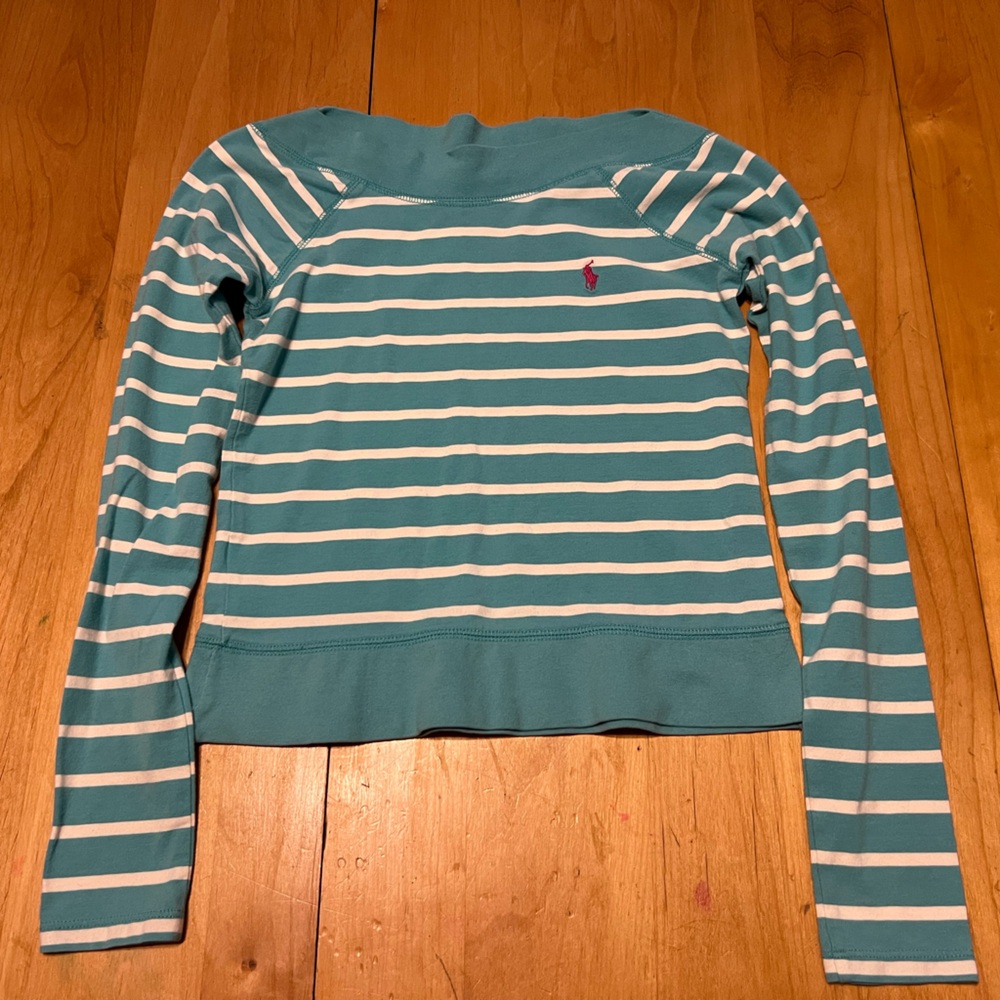 Off the shoulder Ralph Lauren shirt